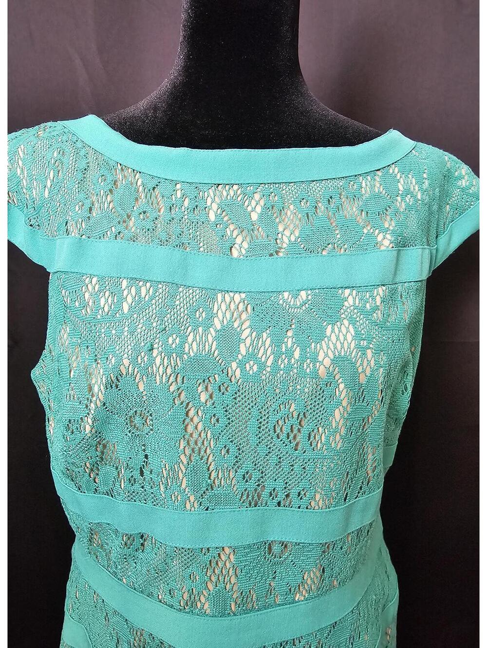 Adrianna Papell Dress Turquoise Womens Size 14 Cap Sleeves
